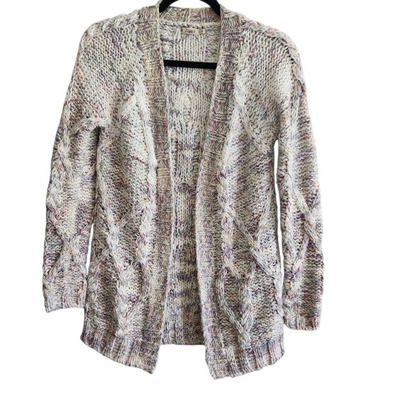 Faherty Sweater Cardigan Womens Small Chunky Cable Knit Open Front - Picture 1 of 5